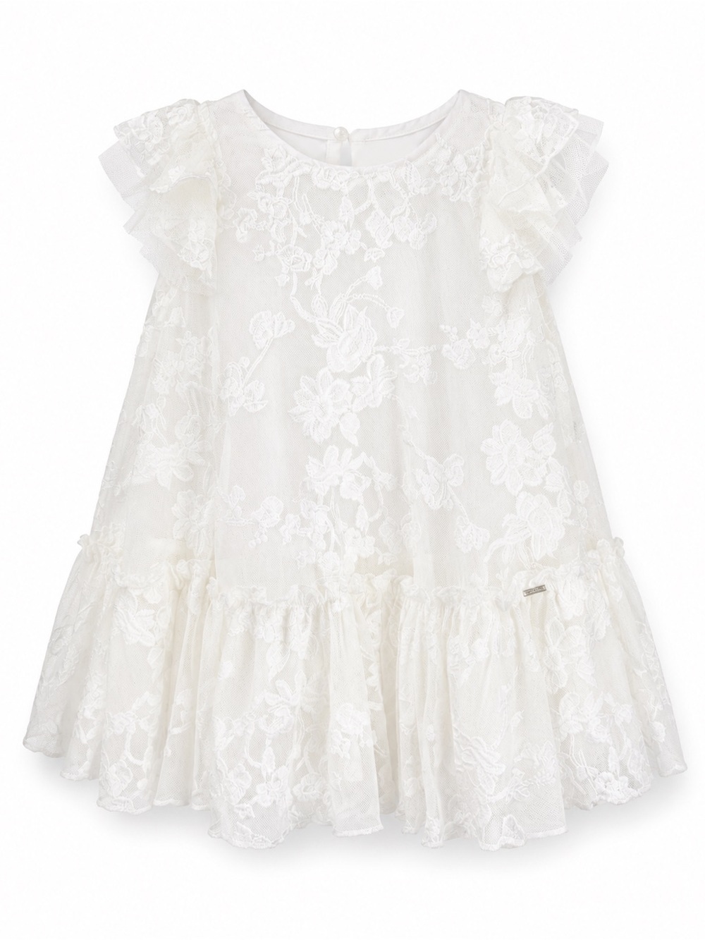 Mayoral Kids Cotton Blend White Floral Lace Dress Size 2 / 92 cm